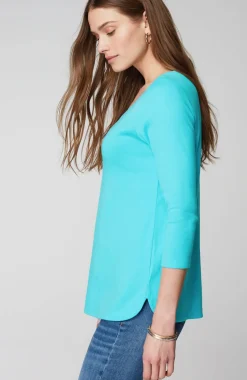 Pima 3/4-Sleeve V-Neck Tee