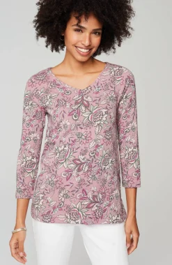 Pima 3/4-Sleeve V-Neck Tee