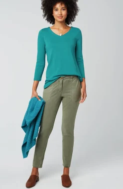 Pima 3/4-Sleeve V-Neck Tee