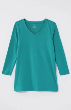 Pima 3/4-Sleeve V-Neck Tee
