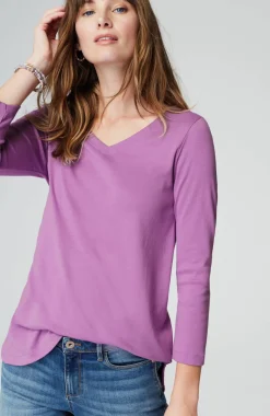 Pima 3/4-Sleeve V-Neck Tee