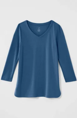 Pima 3/4-Sleeve V-Neck Tee