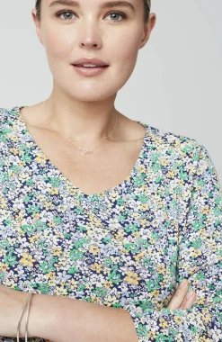 Pima 3/4-Sleeve V-Neck Tee