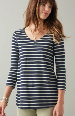 Pima 3/4-Sleeve V-Neck Tee