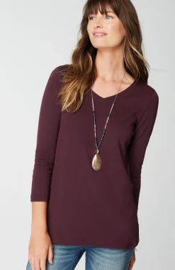 Pima 3/4-Sleeve V-Neck Tee