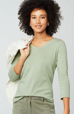 Pima 3/4-Sleeve V-Neck Tee