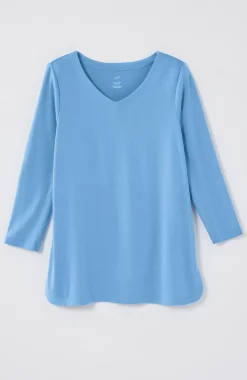 Pima 3/4-Sleeve V-Neck Tee