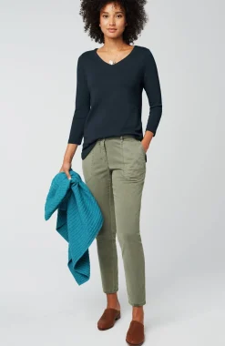 Pima 3/4-Sleeve V-Neck Tee
