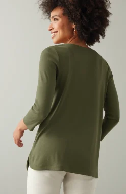Pima 3/4-Sleeve V-Neck Tee