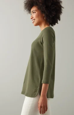 Pima 3/4-Sleeve V-Neck Tee