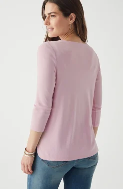 Pima 3/4-Sleeve V-Neck Tee
