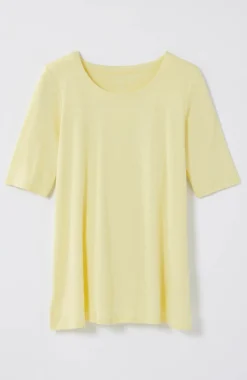 Pima-Slub Scoop-Neck Side-Slit Tee