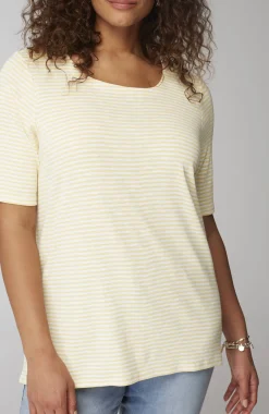Pima-Slub Scoop-Neck Side-Slit Tee