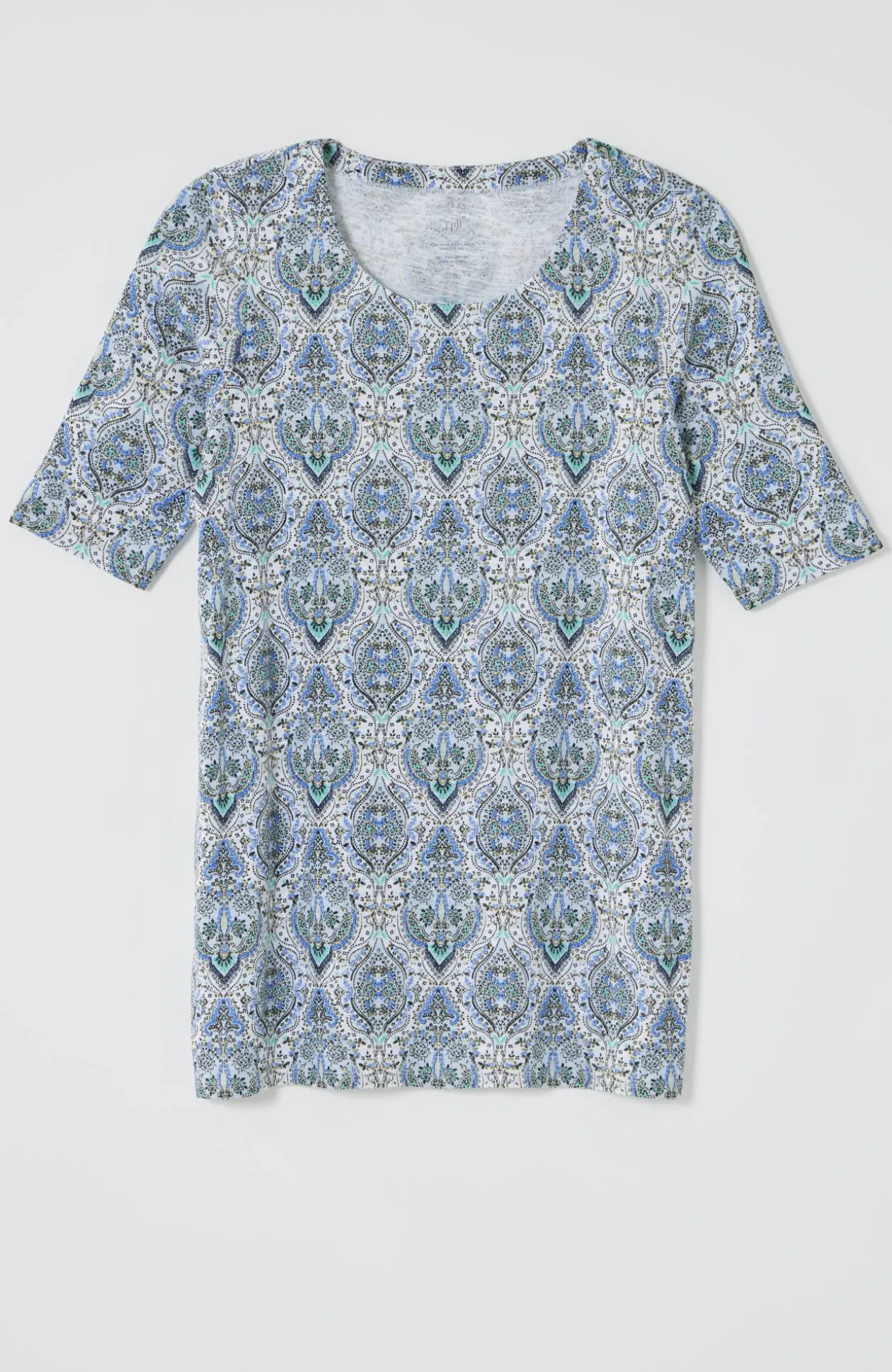 Pima-Slub Scoop-Neck Side-Slit Tee