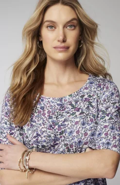 Pima-Slub Scoop-Neck Side-Slit Tee