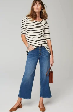 Pima-Slub Scoop-Neck Side-Slit Tee
