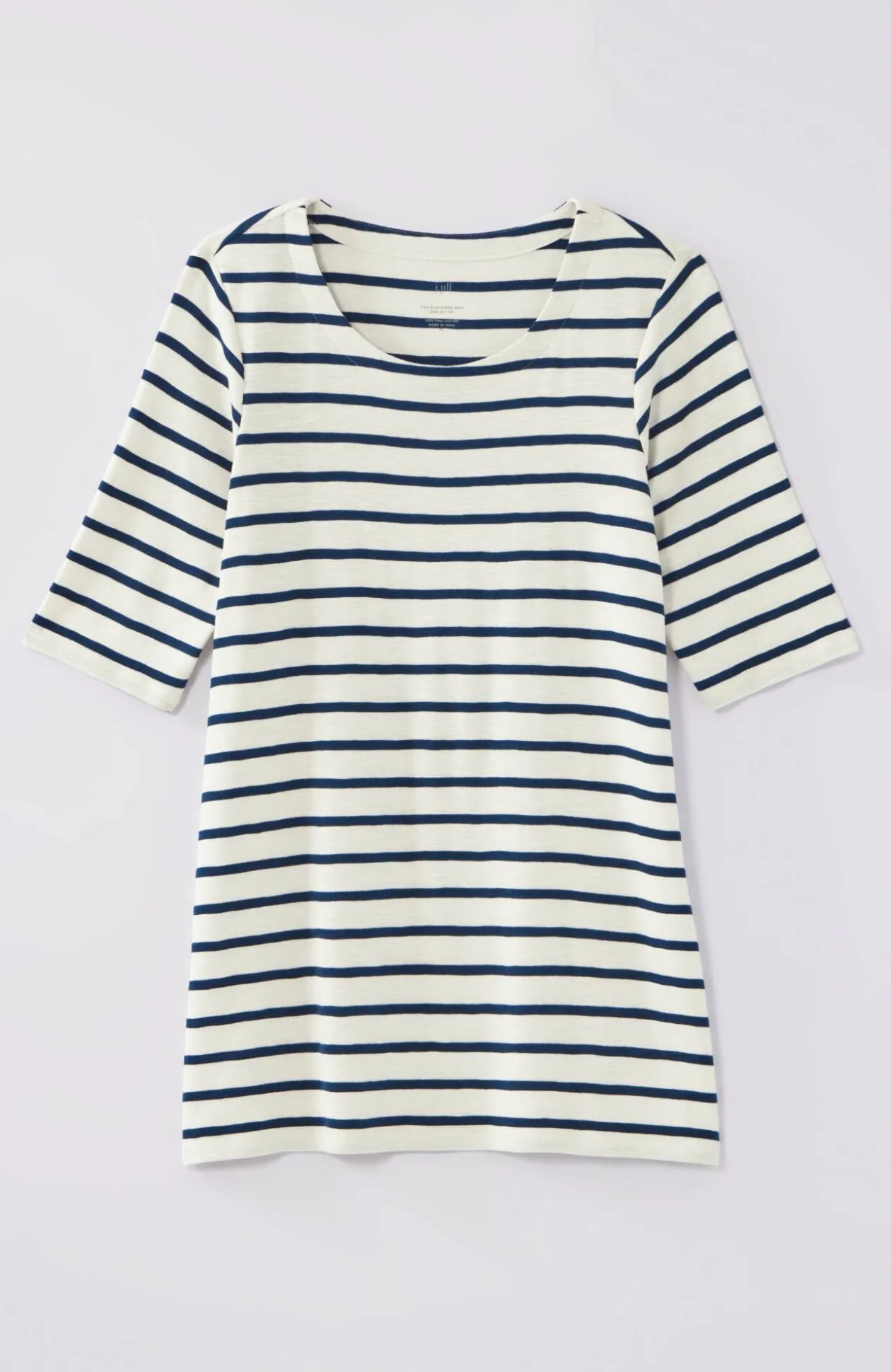 Pima-Slub Scoop-Neck Side-Slit Tee