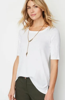 Pima-Slub Scoop-Neck Side-Slit Tee