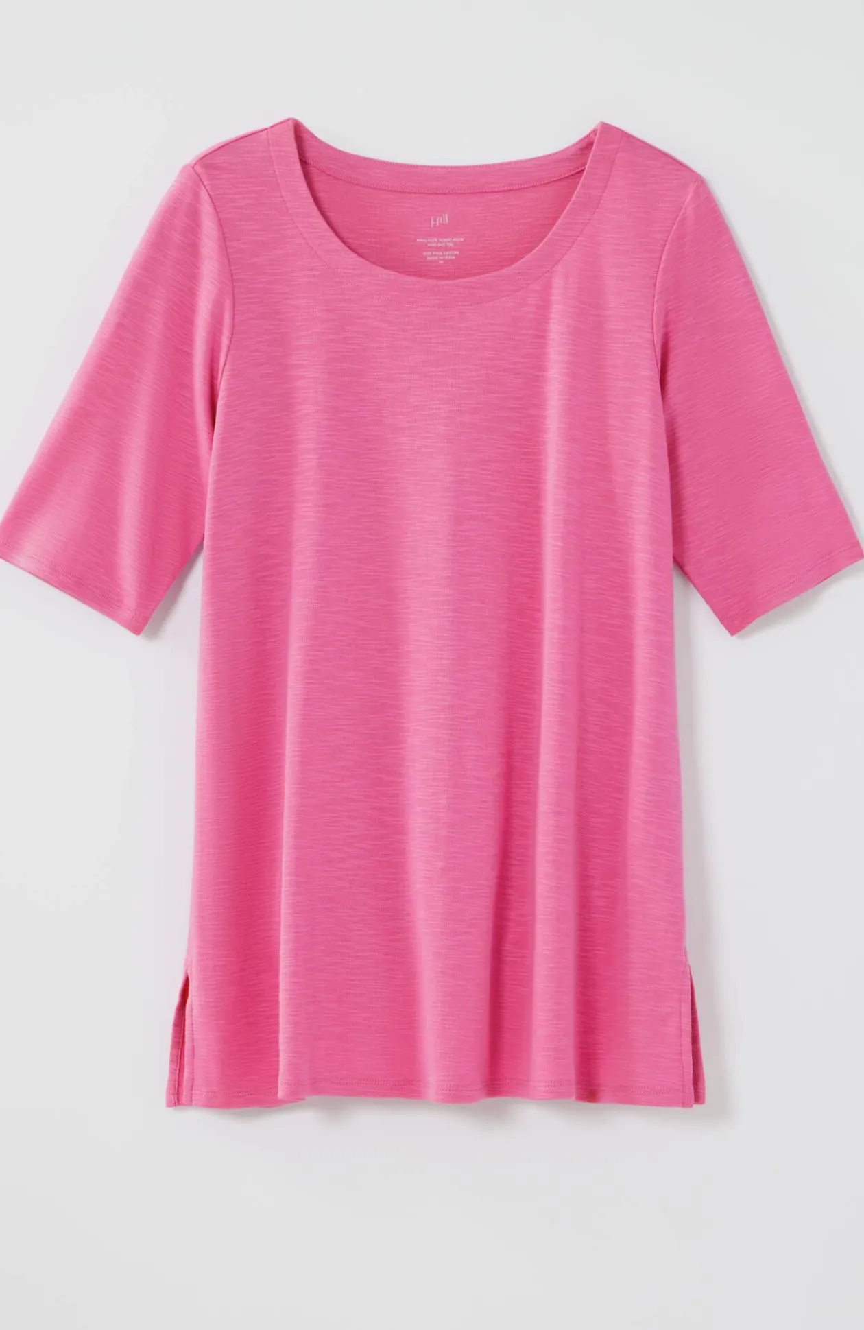Pima-Slub Scoop-Neck Side-Slit Tee