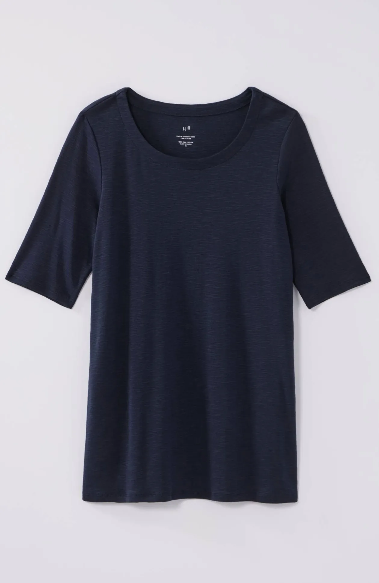 Pima-Slub Scoop-Neck Side-Slit Tee
