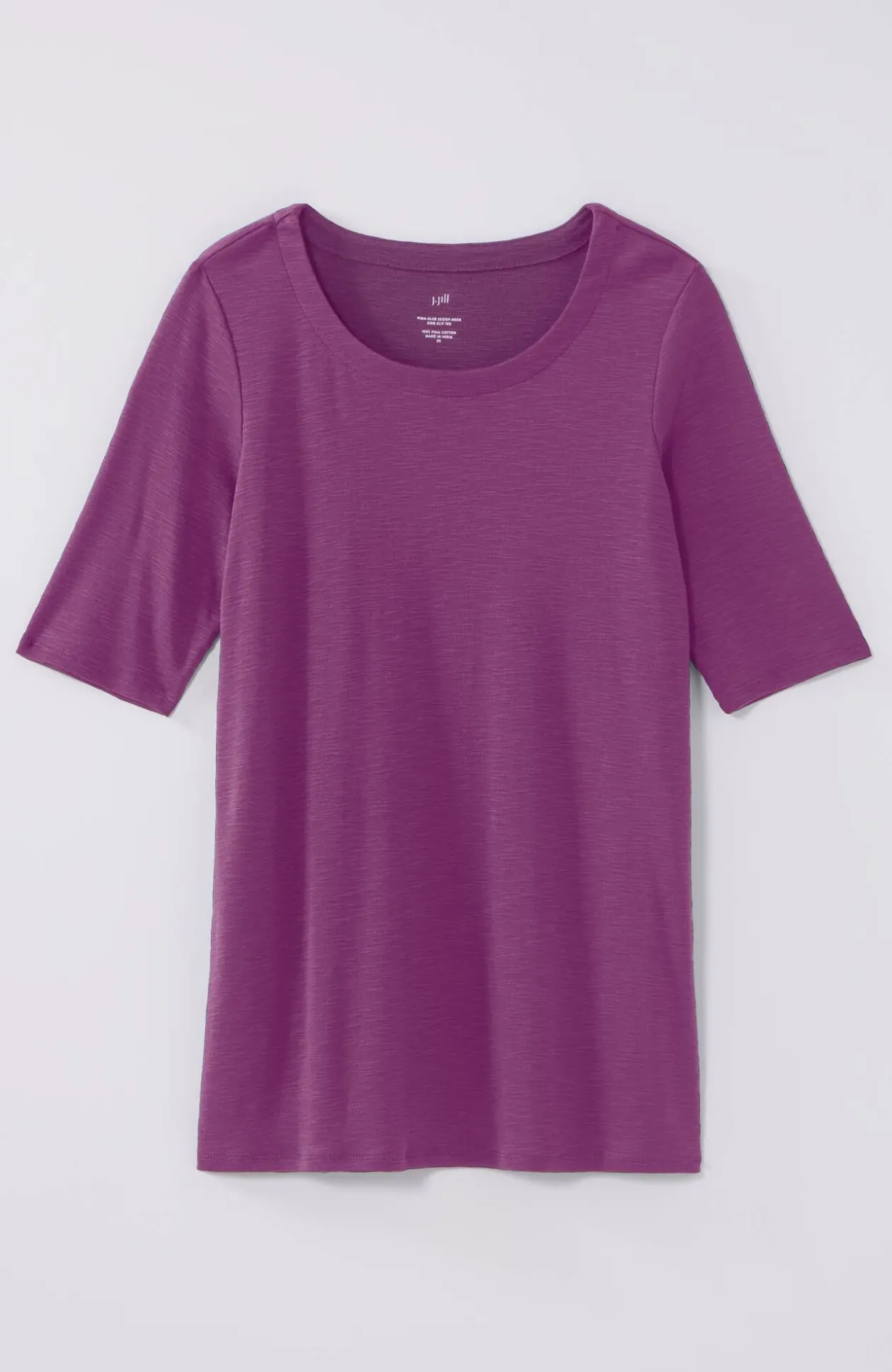 Pima-Slub Scoop-Neck Side-Slit Tee