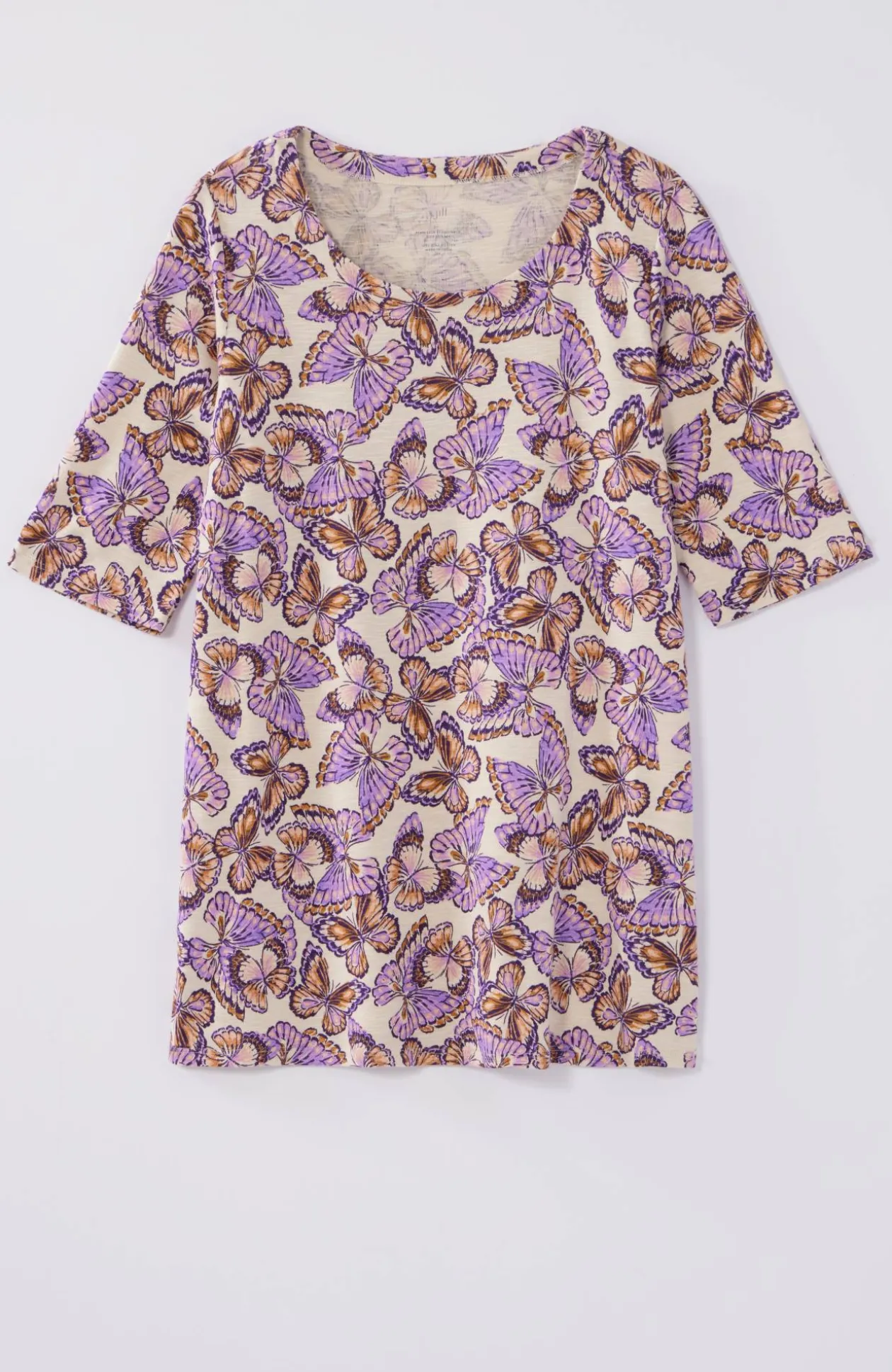 Pima-Slub Scoop-Neck Side-Slit Tee
