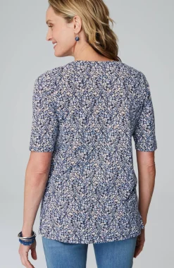 Pima-Slub Scoop-Neck Side-Slit Tee