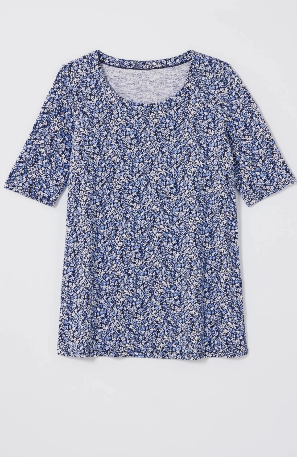 Pima-Slub Scoop-Neck Side-Slit Tee