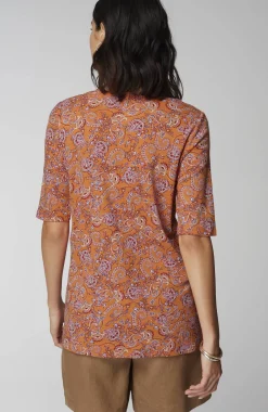 Pima-Slub Scoop-Neck Side-Slit Tee