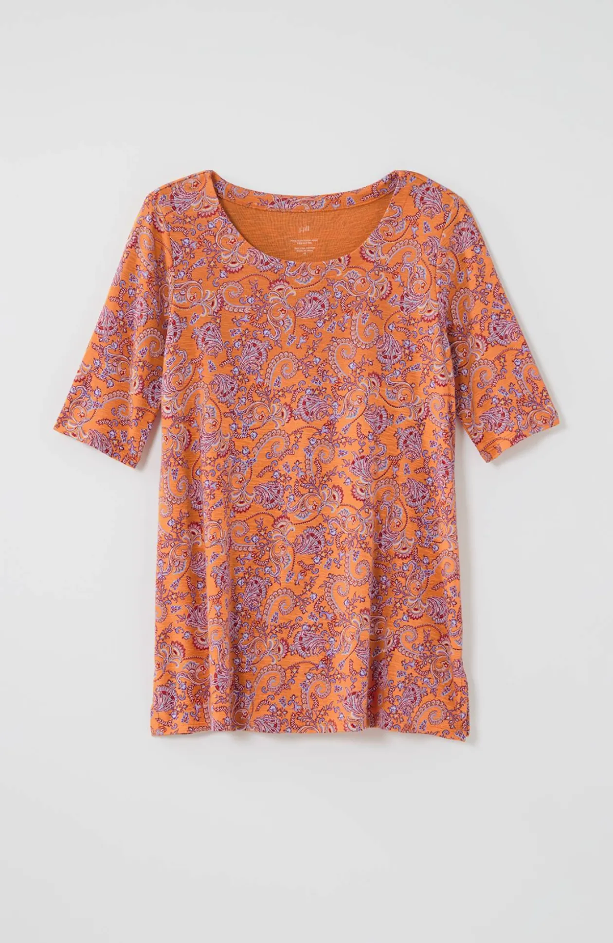 Pima-Slub Scoop-Neck Side-Slit Tee