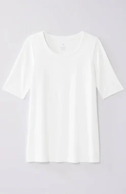 Pima-Slub Scoop-Neck Side-Slit Tee