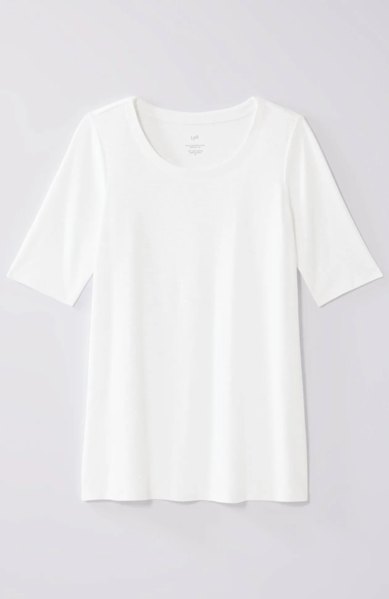 Pima-Slub Scoop-Neck Side-Slit Tee