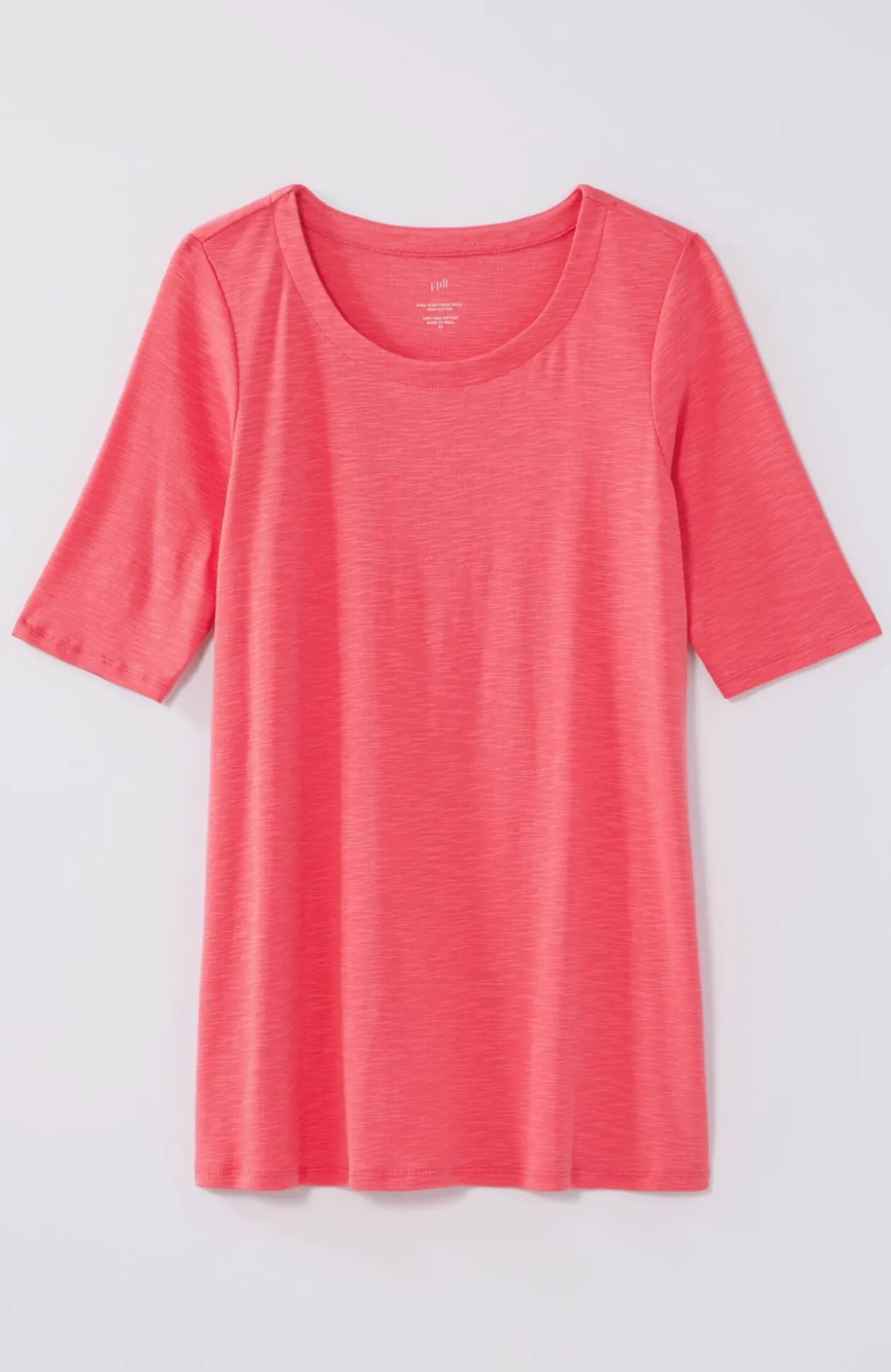 Pima-Slub Scoop-Neck Side-Slit Tee