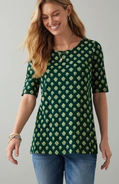 Pima-Slub Scoop-Neck Side-Slit Tee