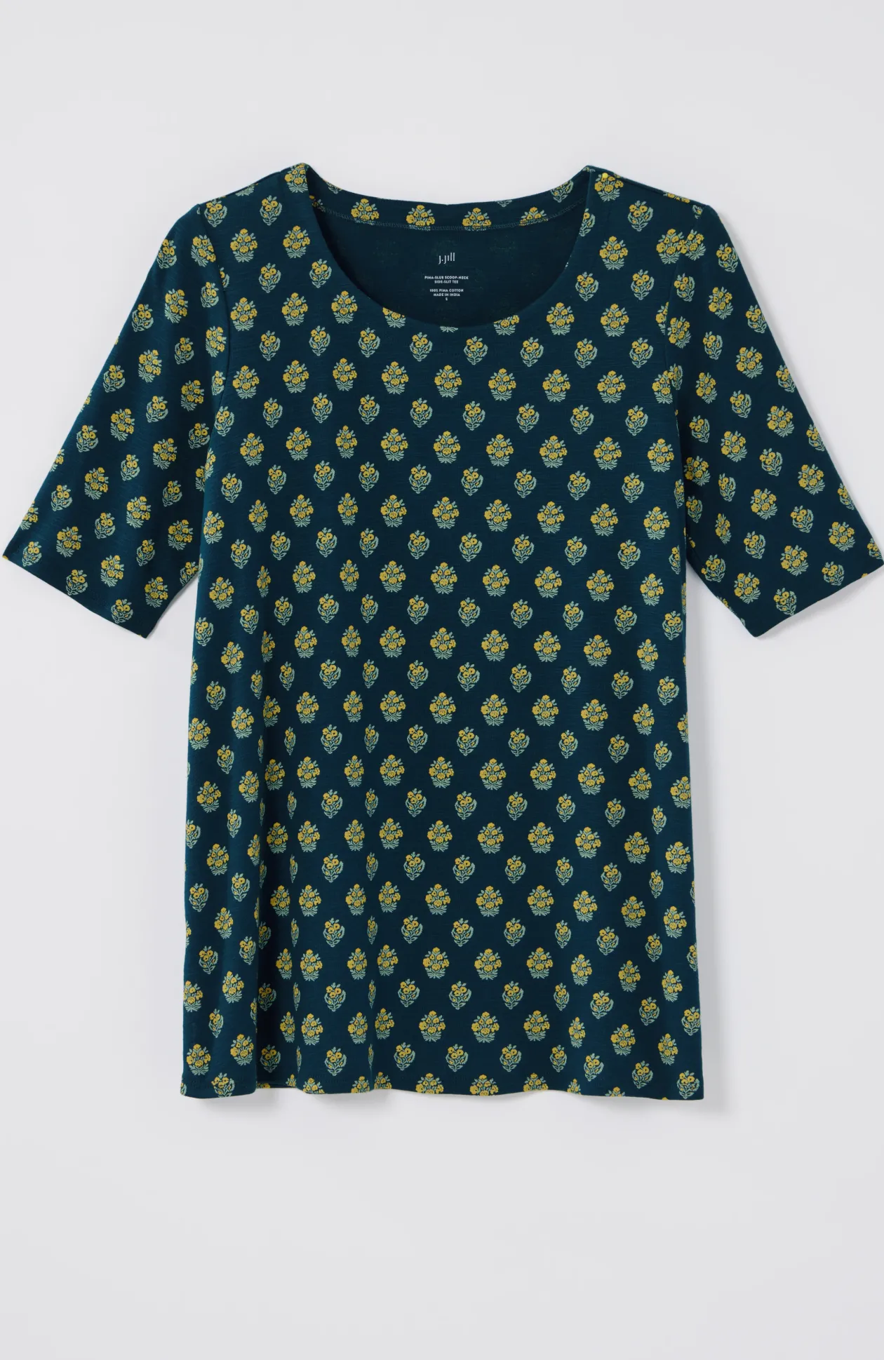 Pima-Slub Scoop-Neck Side-Slit Tee