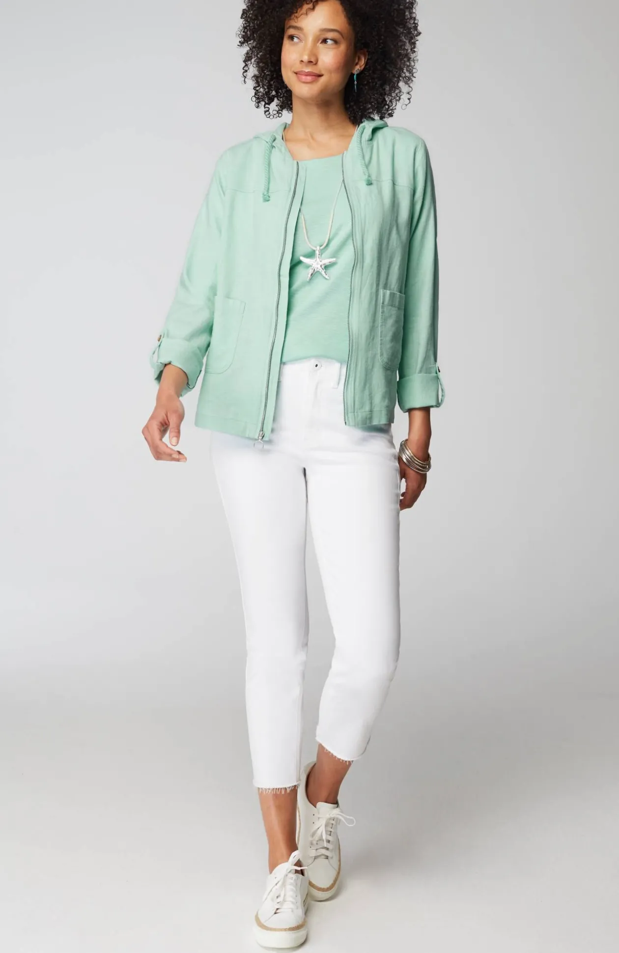 Pima-Slub Scoop-Neck Side-Slit Tee