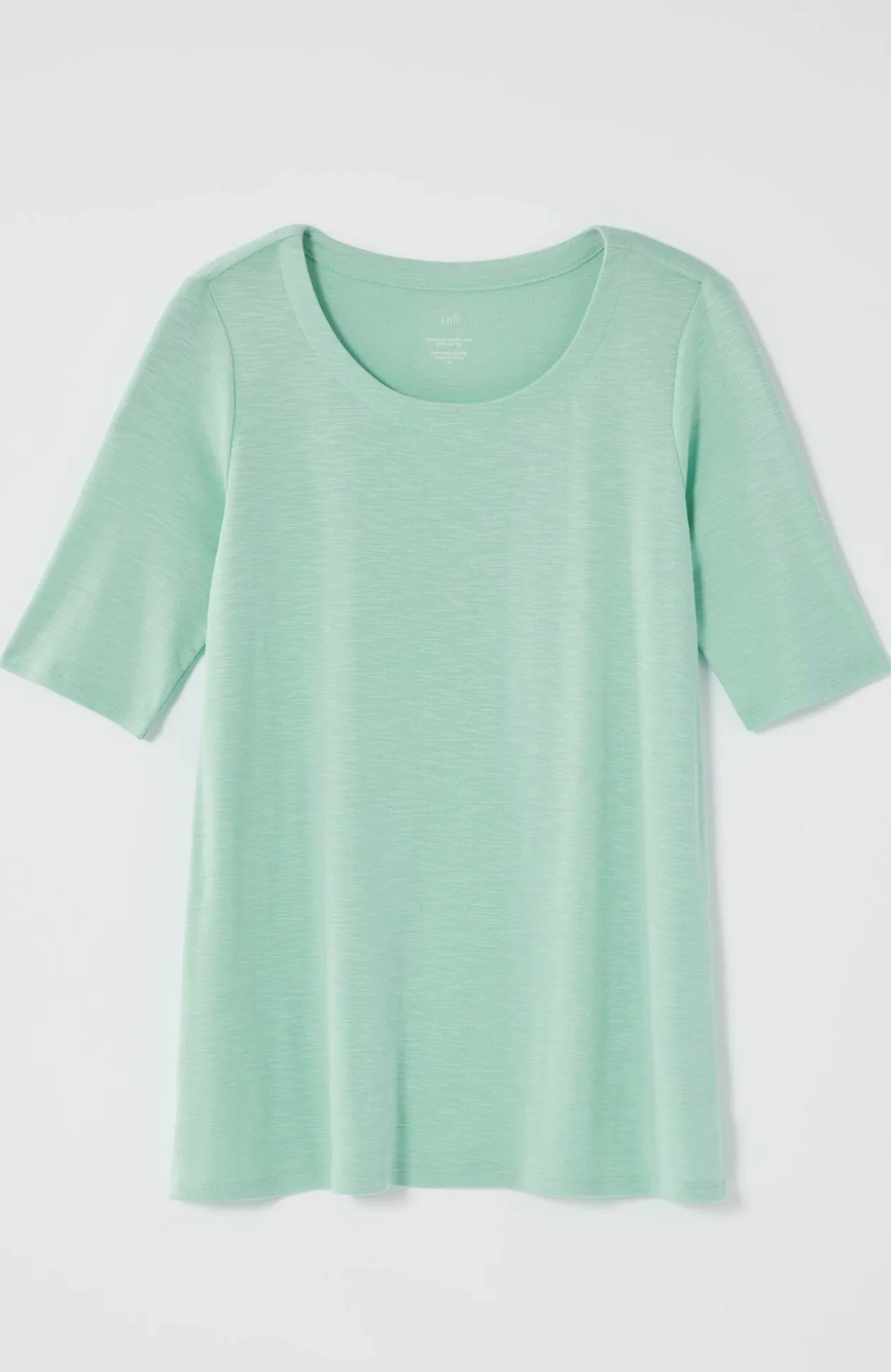 Pima-Slub Scoop-Neck Side-Slit Tee