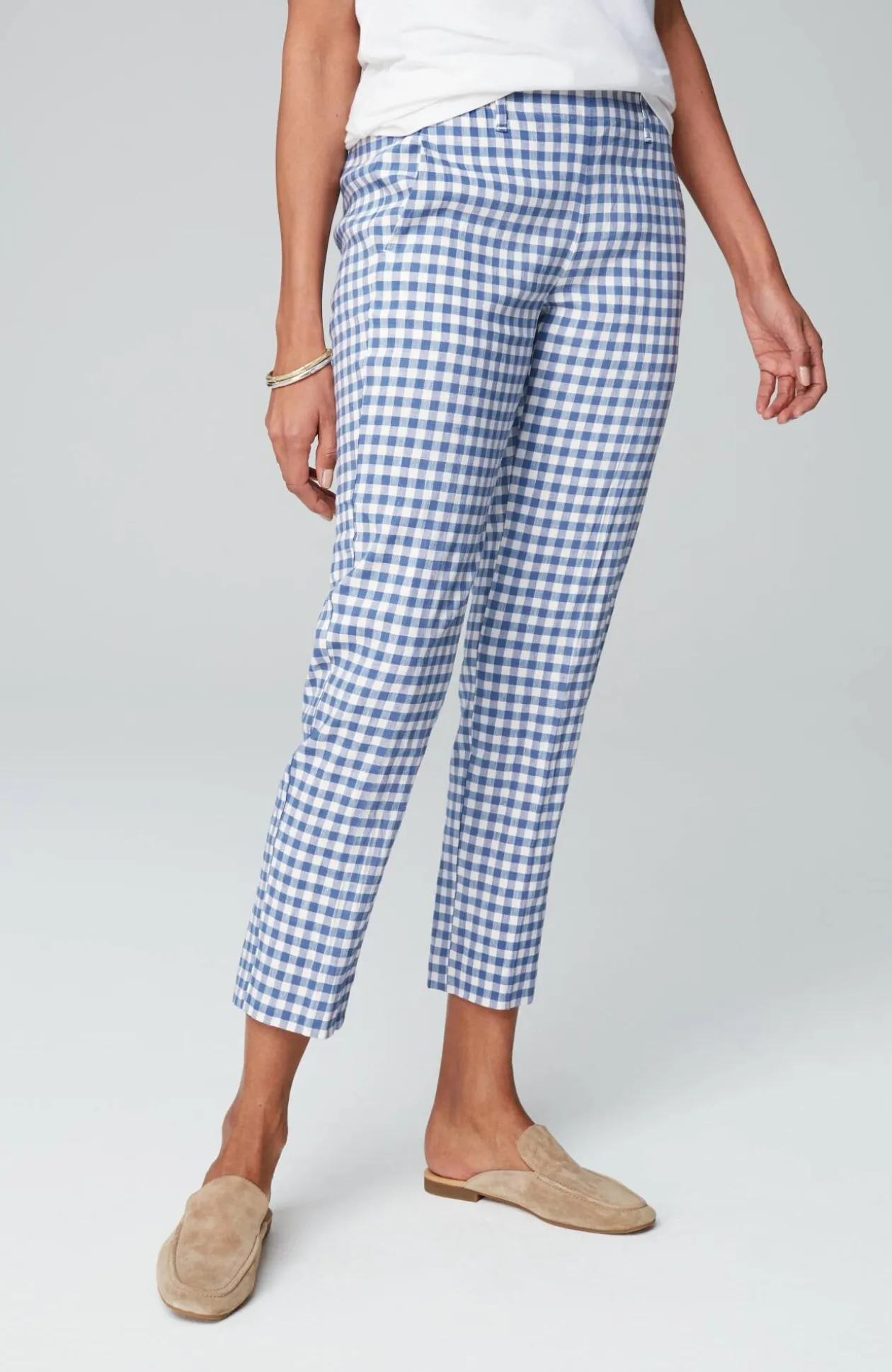 Pintucked Linen-Stretch Slim-Leg Pants