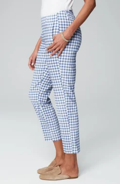 Pintucked Linen-Stretch Slim-Leg Pants