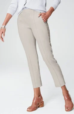 Pintucked Linen-Stretch Slim-Leg Pants