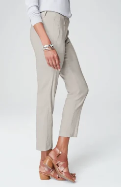 Pintucked Linen-Stretch Slim-Leg Pants