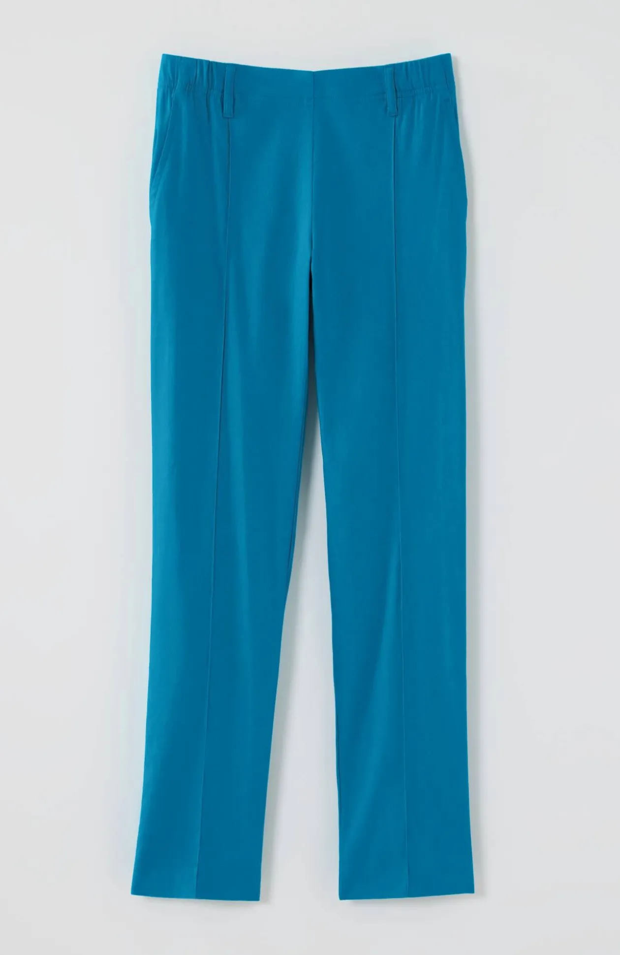 Pintucked Linen-Stretch Slim-Leg Pants