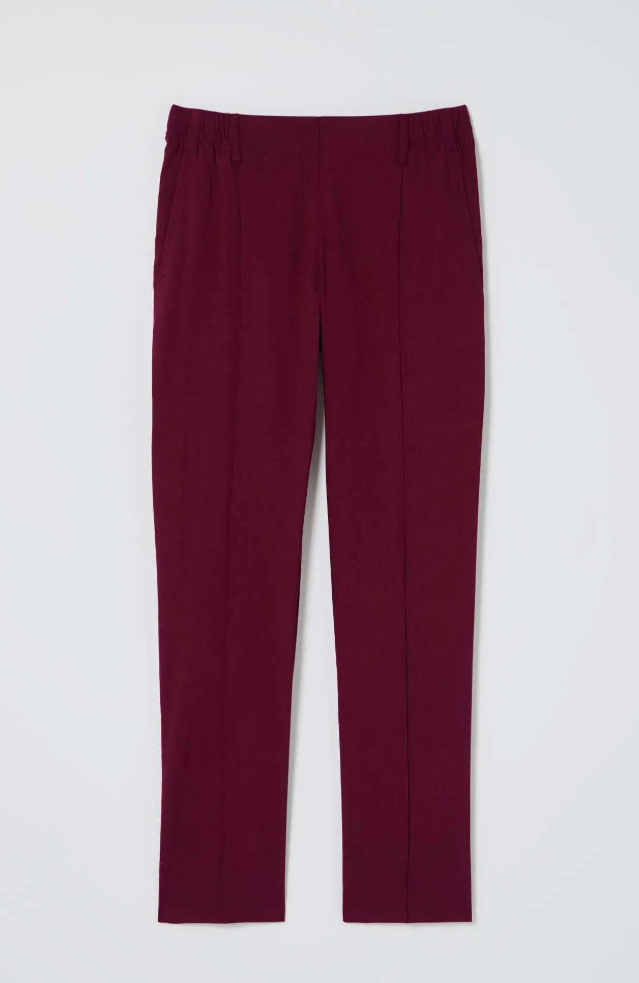 Pintucked Linen-Stretch Slim-Leg Pants
