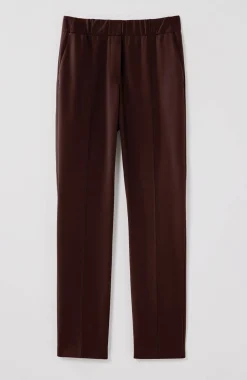 Pintucked Ponte Slim-Leg Pants