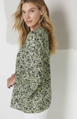 Pintucked Printed Linen Popover
