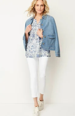 Pintucked Printed Linen Popover