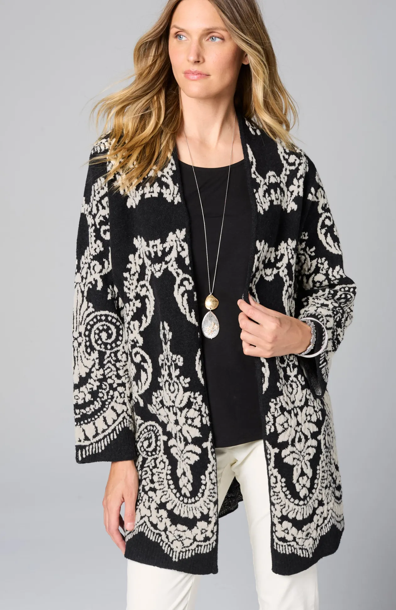 Placed-Jacquard Cardi
