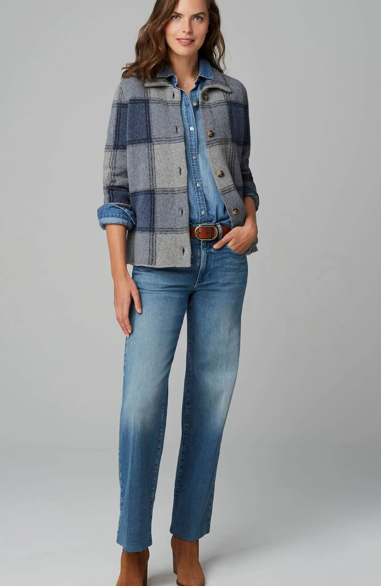 Plaid Button-Front Sweater