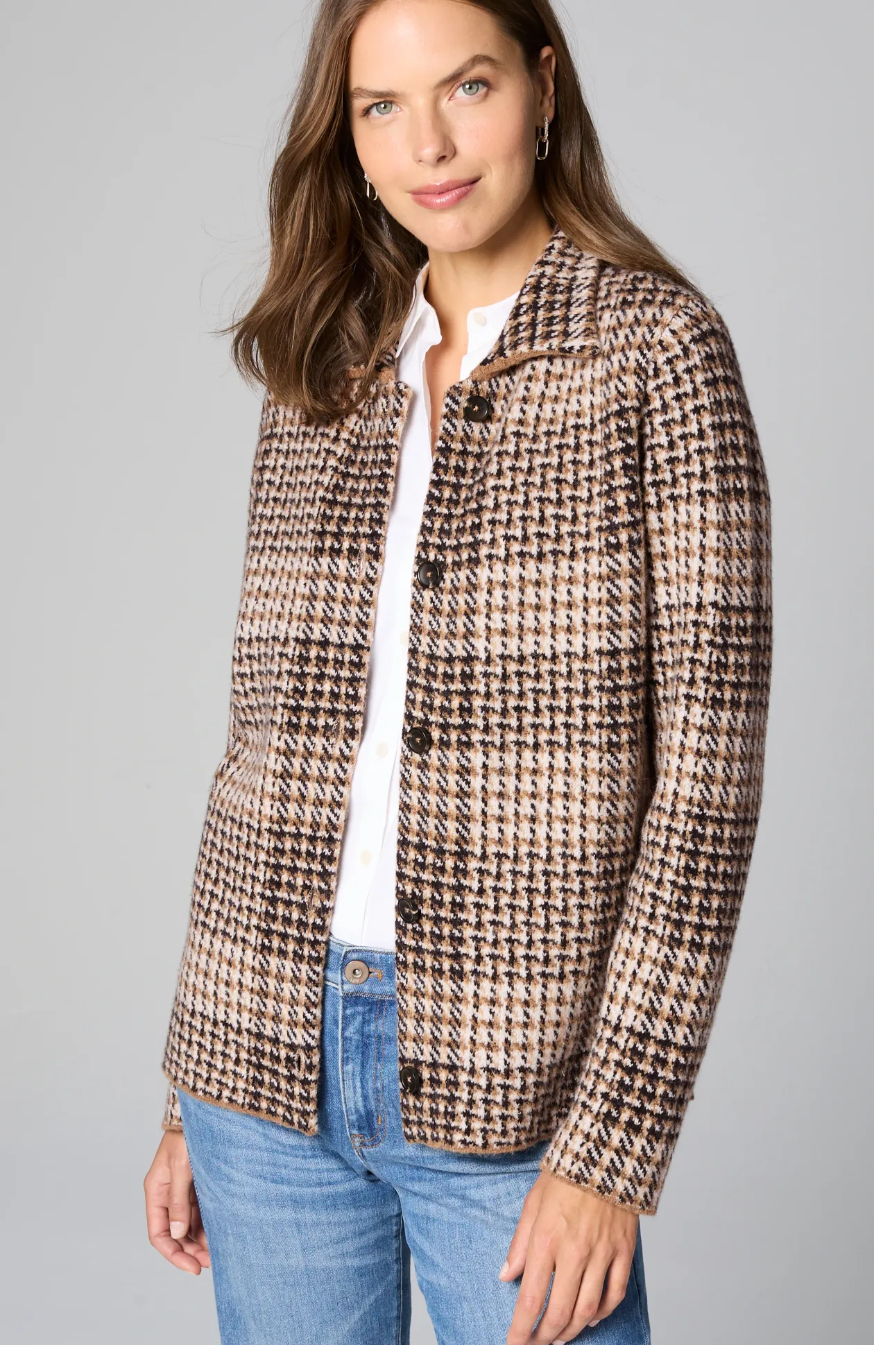 Plaid Button-Front Sweater