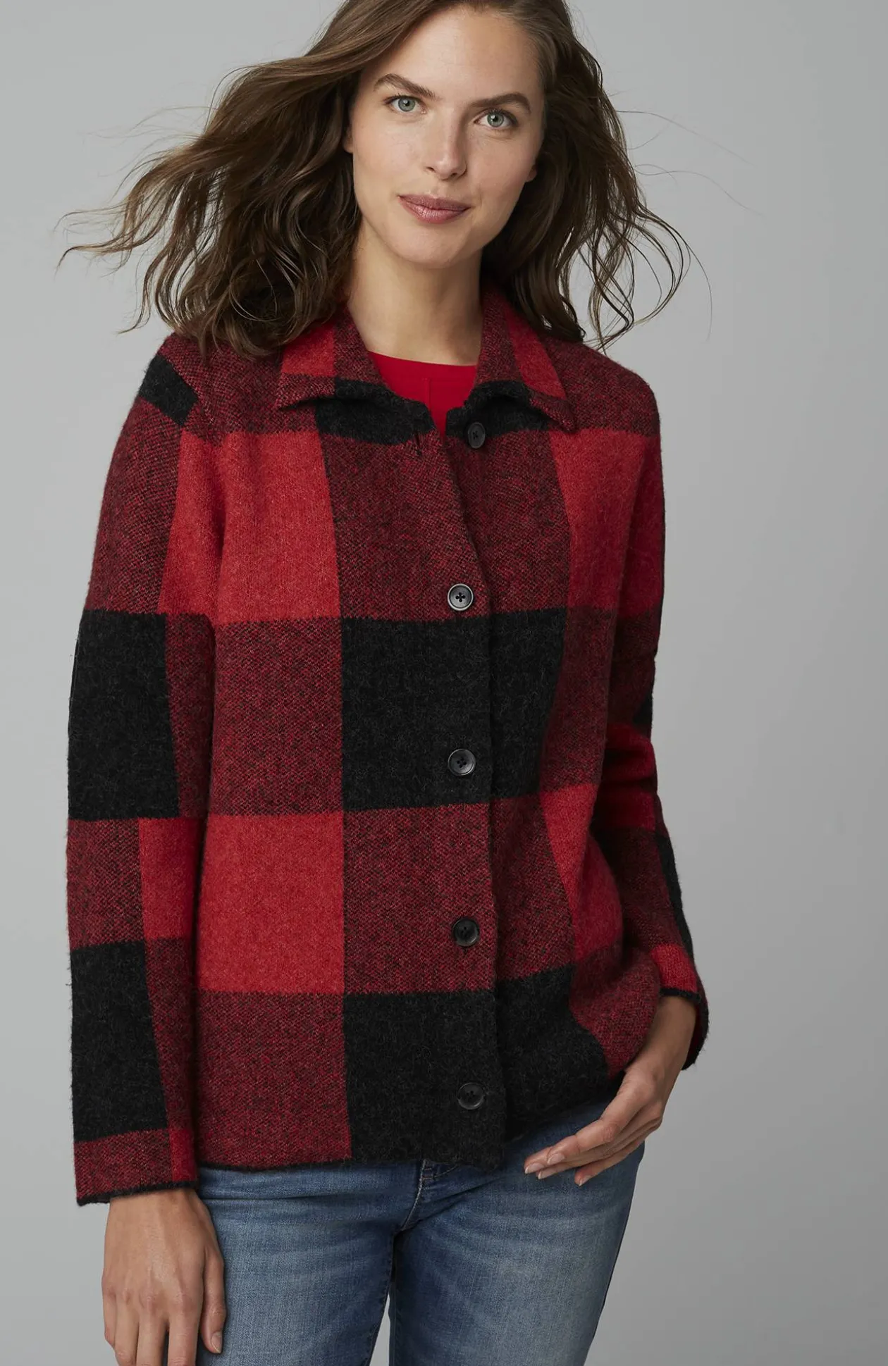 Plaid Button-Front Sweater